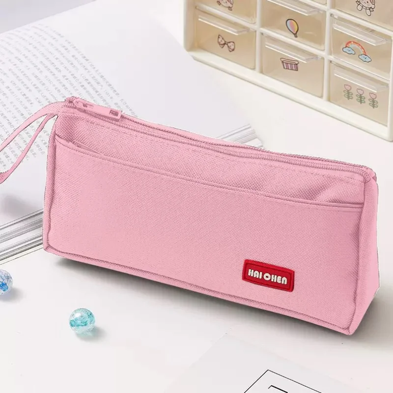 High Capacity Pencil Bag Case Zipper Girls Cosmetic Bag Two Layers Stationery Makeup Brushes Lipsticks Storage Organizer
