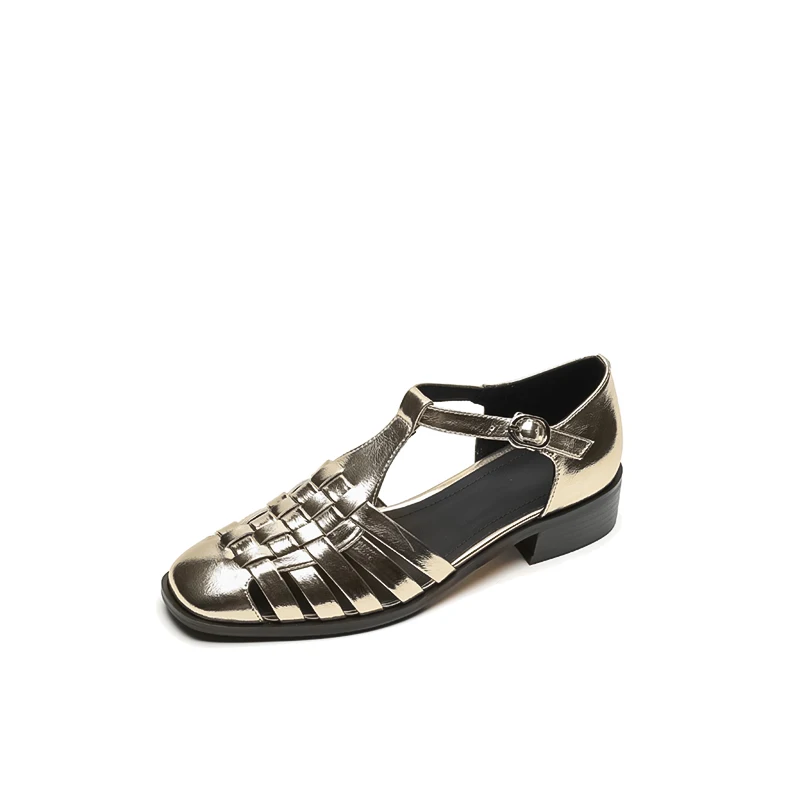 2023 Nuove Donne Sandali In Pelle Naturale 22-25Cm Pelle Bovina + Pelle Di Cinghiale Sandali Gladiatore In Pelle Piena Tacco Spesso Scarpe Estive Da D
