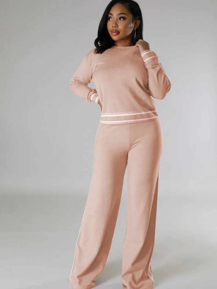 Wmstar Two Piece Set Women Wholesale Long Sleeved Knitted Sweaters Wide Casual Trousers Clothing Autumn Winter Europe America