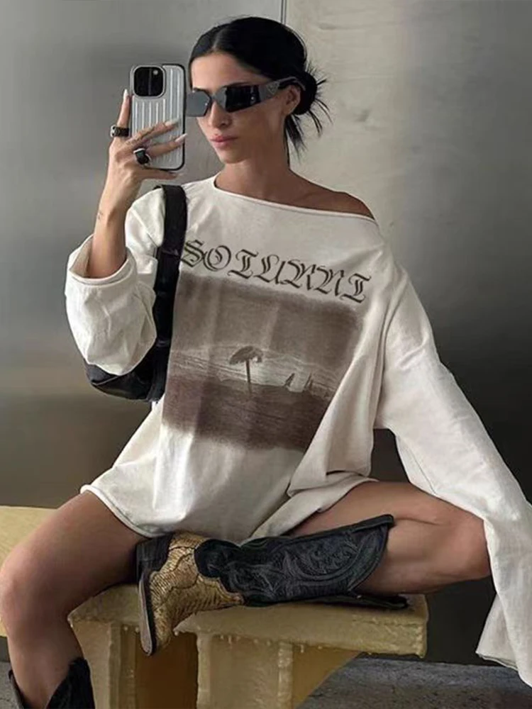 SisjulyVultures Faionable Oversize mat Sle Women's T-irt Summer Cool Wind Creative Pattern Polyester Long Sve