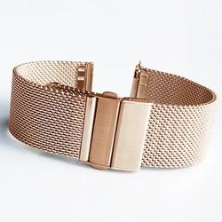 Elegant Stainless Steel Mesh Milanese Loop Watch Band with Quick Release and Butterfly Clasp - 22mm (Rose gold)