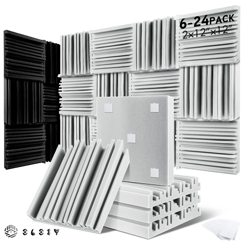 

Sound Absorbing Equipment 6/12/24 Pcs, Home Music Noise Isolation Wall Panel, Broadband Acoustic Panels Soundproof Foam Padding