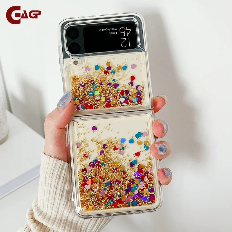 Luxury Gradient Glitter Quicksand Love Heart Bling Case for Samsung Galaxy Z Flip Series