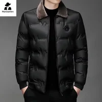 2024 Winter Jacket Men's high quality Business Slim-Fit Thick Windproof With fur collar Parka Casual Warm Cotton Padded Jacket