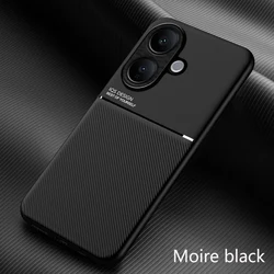 Leather Texture Magnetic Slim Business Style Matte Shockproof Bumper Case for Vivo V70 Lite (Black)