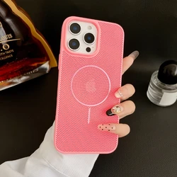Premium Breathable Cooling Mesh Shockproof Case with MagSafe Wireless Charging Compatibility - iPhone 14 Plus (Pink)