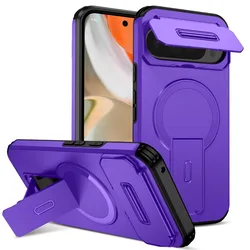 Premium Magnetic Shockproof Armor Case with Kickstand and Camera Protection for Google Pixel 10a (PURPLE)