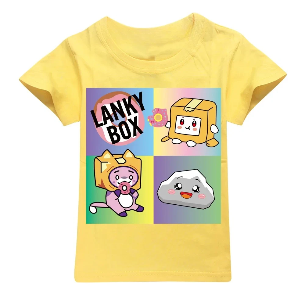 Kawaii Boys T-shirt Cartoon Lanky Box Cute Print Short Sleeve Girls Clothes Summer Casual Fashion Funny Cotton Children Tops Tee 3