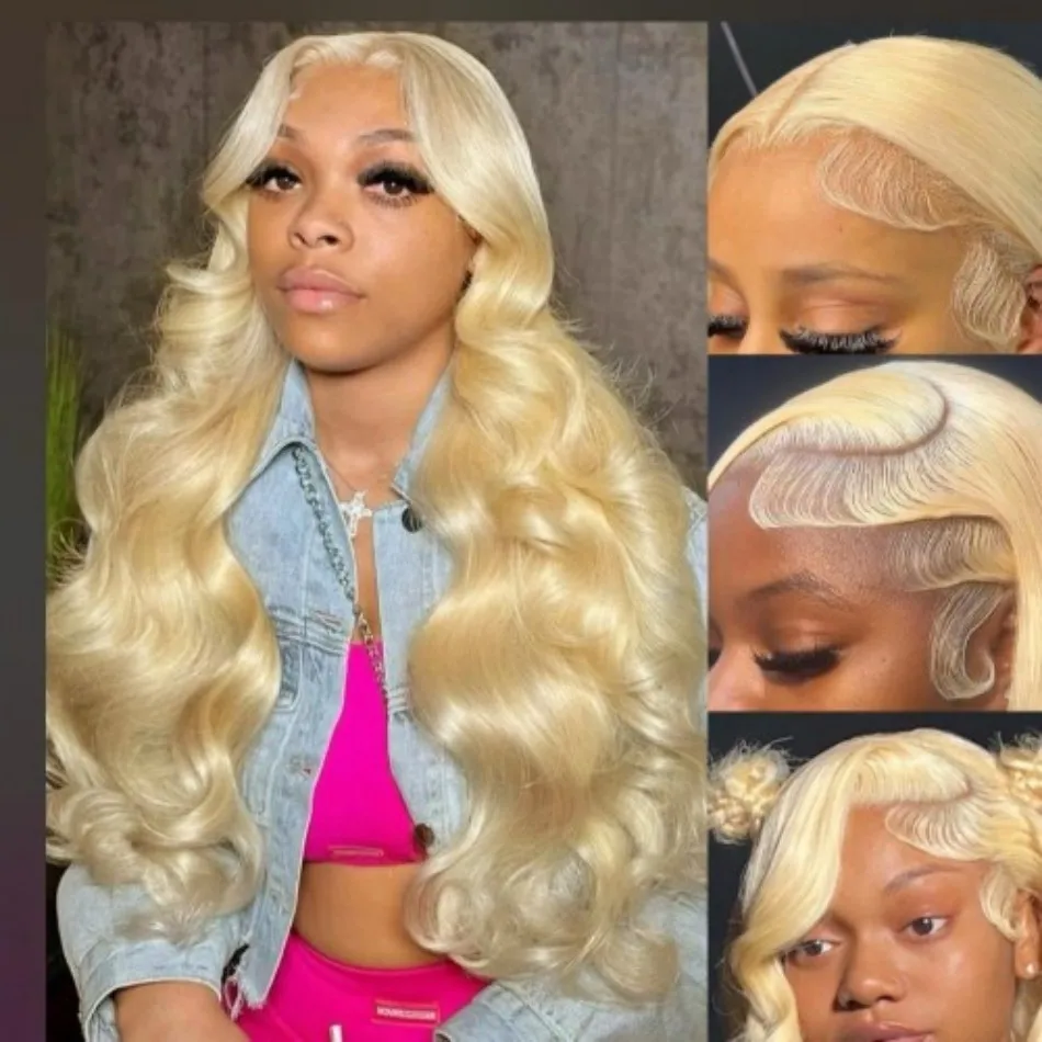 13X4 13X6 Hd Lace Frontal Wig 250 Density Body Wave Human Hair Wigs 613 Blonde 100% Human Hair Pre Plucked Brazilian Wigs 38Inch