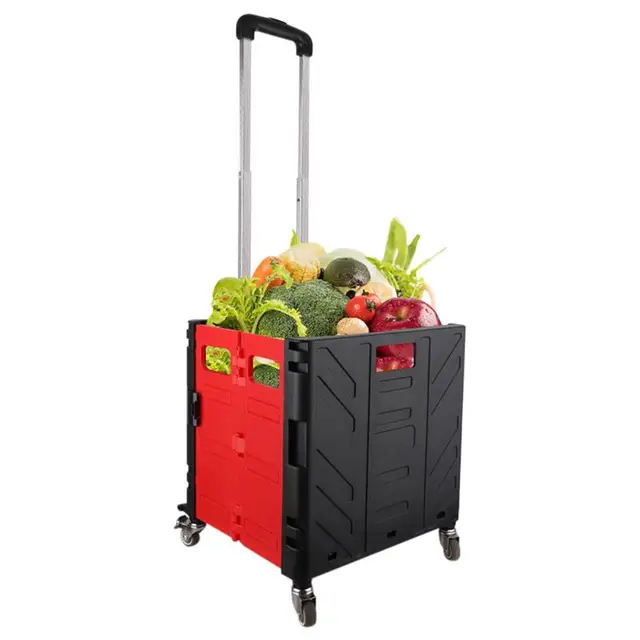 Gördülő Láda Kerekekkel Összecsukható Húzó Multifunkcionális Kézi Kocsi Teleszkópos Fogantyúval Az Utazás Mozgó Élelmiszerbolthoz