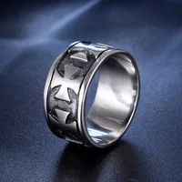 Silver color Knight Templar Cross Rings Black Punk Crusaders Band Rings for Mens Promise Jewelry Anel Dropshipping 2