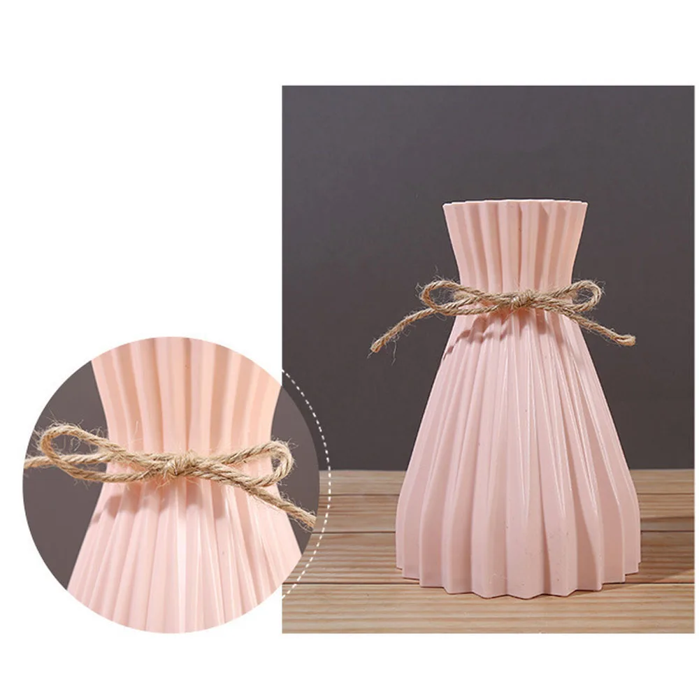 Plastic Flower Vase Cannot Hold Water Dry Flower Bottle Home Decor Modern Flowerpot Waist Cinching Room Decoration Floreros 4
