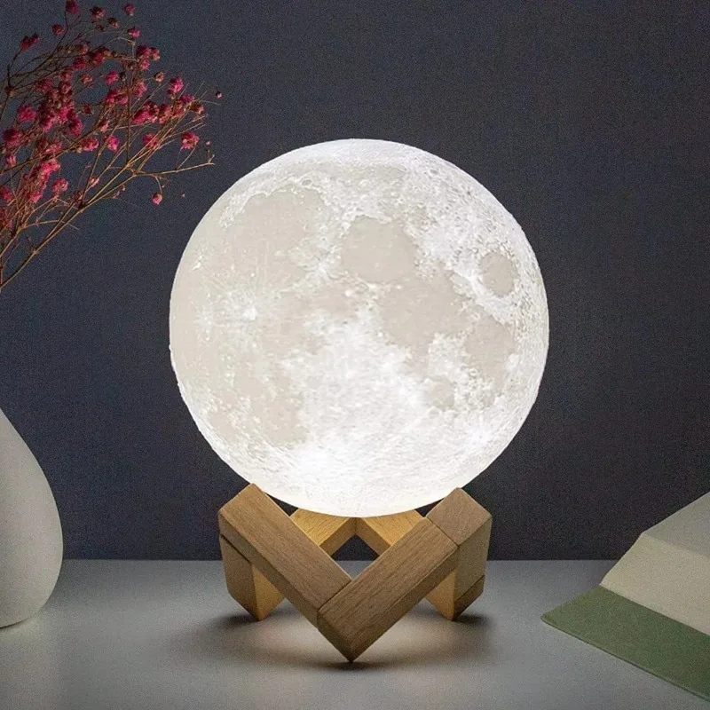 8cm Moon LED Night Light Charging Power Supply Vertical Star Light Bedroom Decoration Children's Gift Moon Light Looks Good