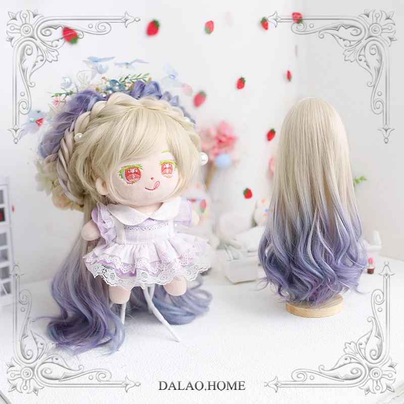 

Новое поступление парик блонд милые длинные вьющиеся волосы высокотемпературное волокно с фиолетовым синим окрашиванием для 20 см кукольные аксессуары Костюм