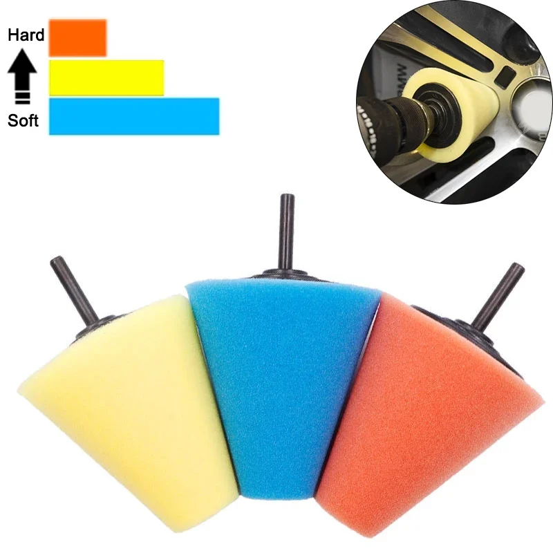 Car Wheel Hub ing Shank Polishing Sponge Power Tapered polishing sponge disc for automobile tire hub Auto Sponge Car Gadget