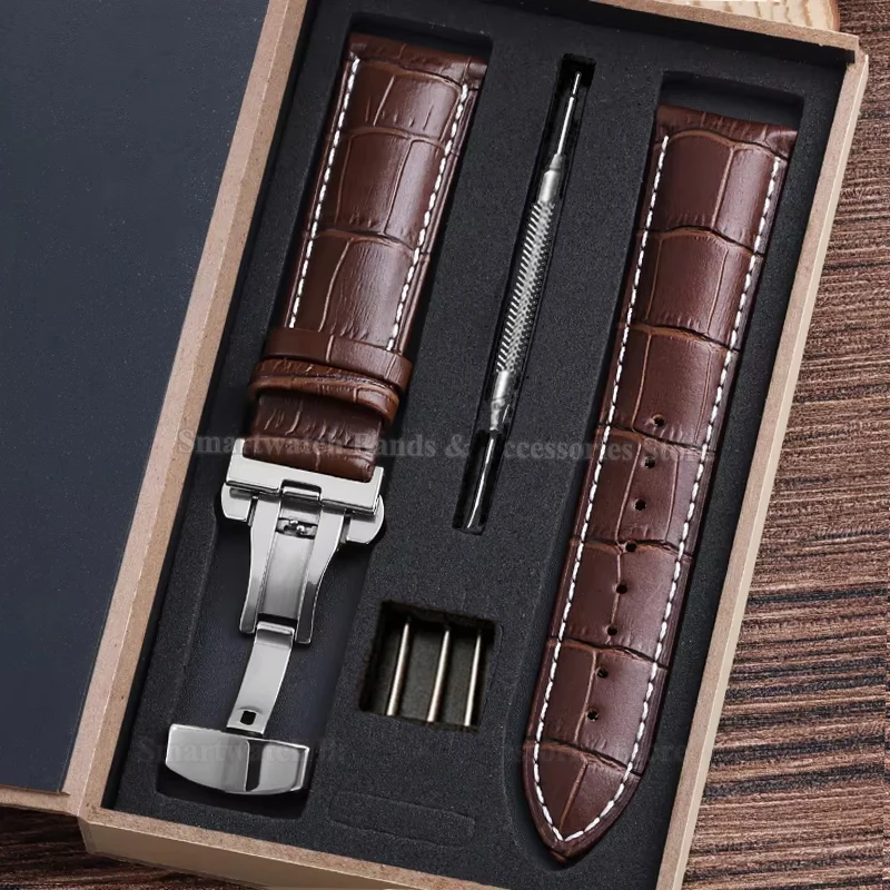Premium Leather Watch Strap with Universal Butterfly Clasp (Multiple Sizes Available)