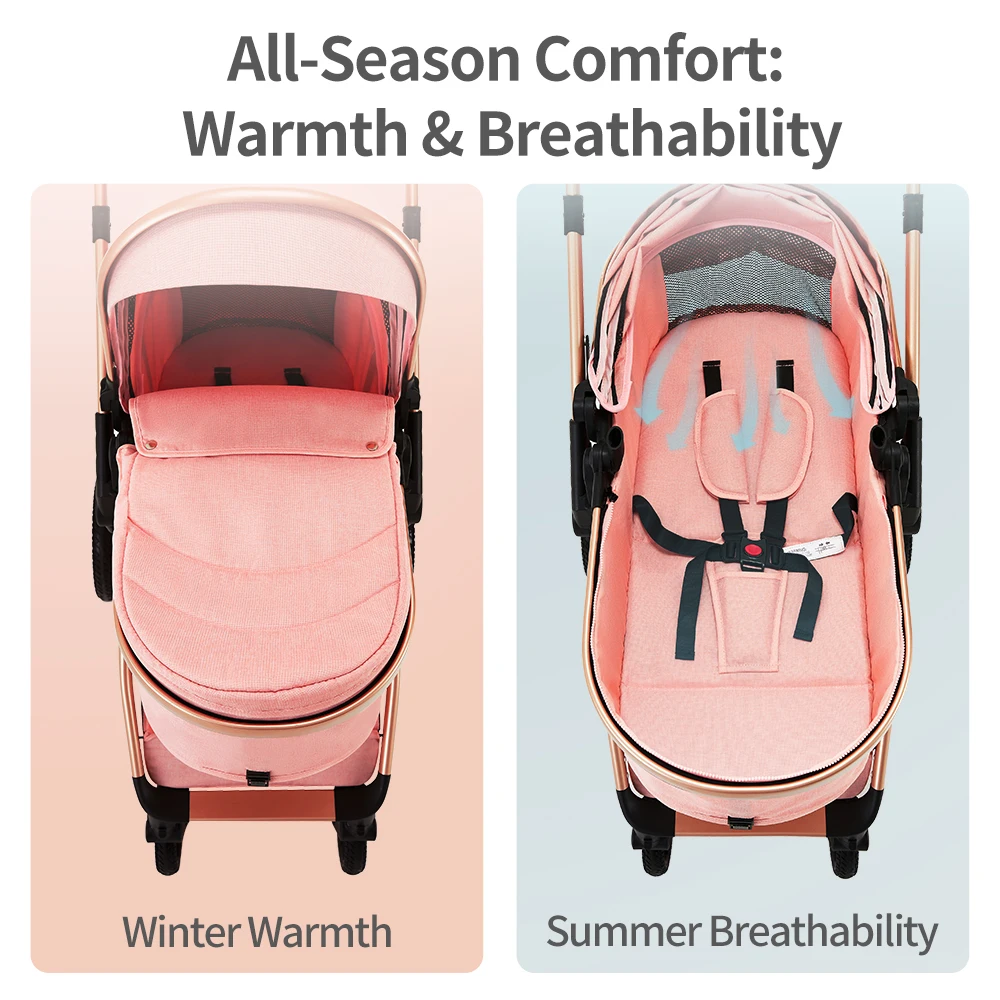 Tragbarer 3-in-1-Kinderwagen mit Autositz, faltbarer Kinderwagen, leichter Kinderwagen für Kleinkinder, Reise-Kinderwagen, Autositz-Kombination – Detail 6