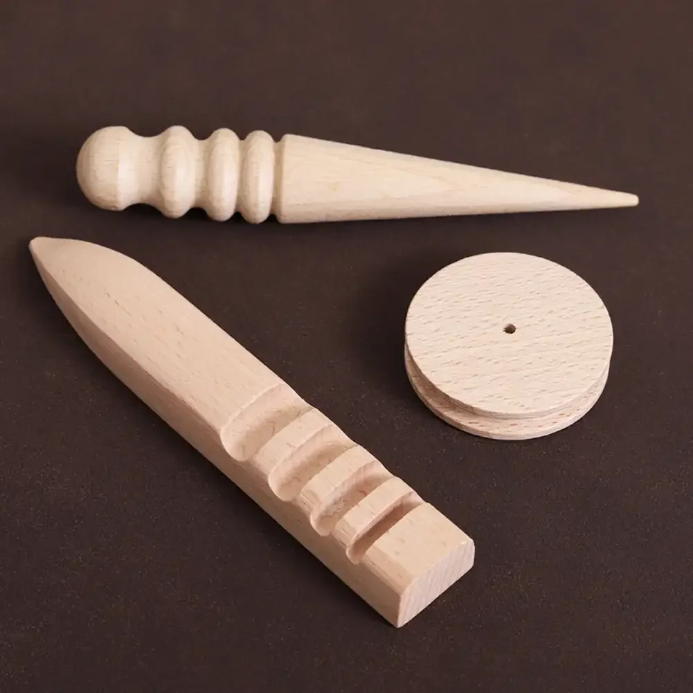 Wooden Round Burnishing Edge Leather Edge Slicking Round Grinding Rod for Polished Leather Craft Working Tool Leathercraft