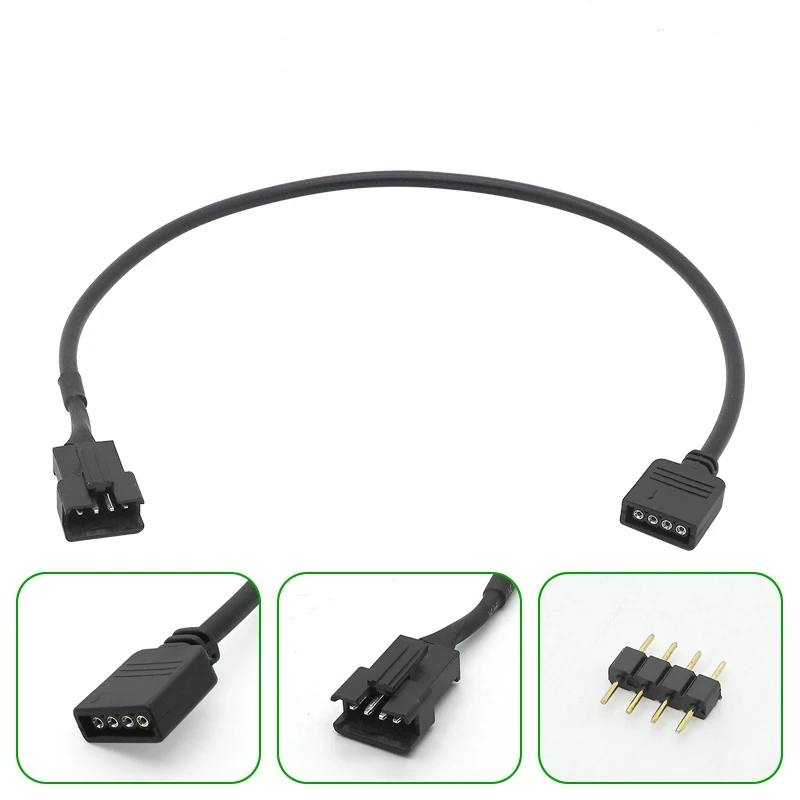 Cavo di conversione adattatore RGB della scheda madre 5V 3 Pin / 12V 4 Pin 30cm RGB Led Strip Light per PC Computer LED Light Strip Line