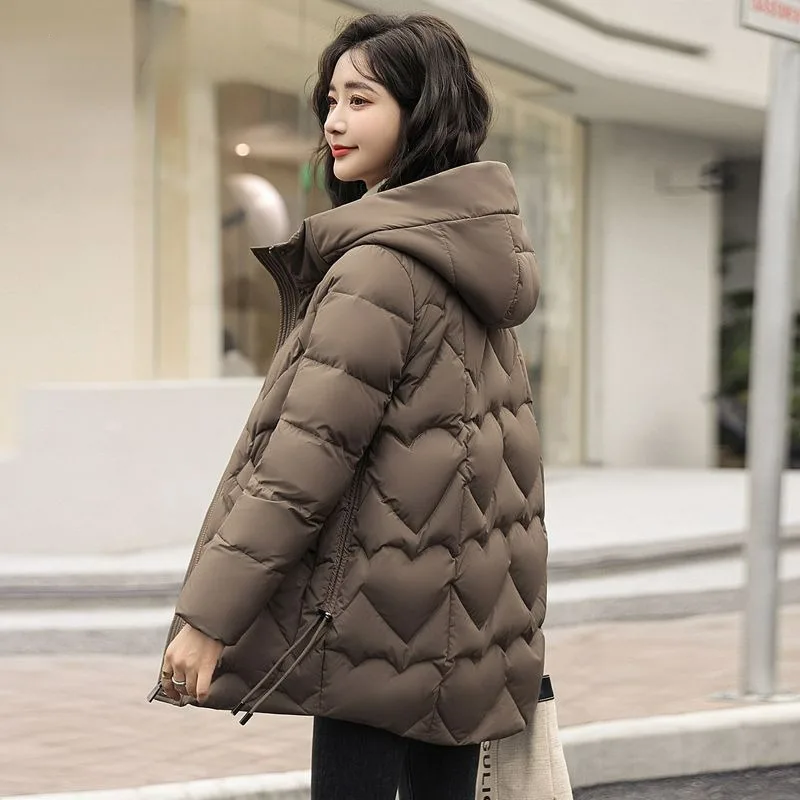2023 New Women Down Jacket Winter Coat Female Mid Length Version Parkas Loose Thick Warm Outwear Hooded Leisure Time Overcoat