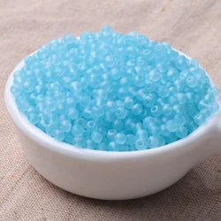Super Uniform Matte Transparent Micro - Colored Glass Rice Beads - Handmade Decorative Loose Beads - 2mm 20g 1300pcs (MSW23 water blue)