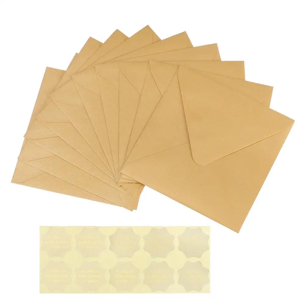 3D Pop Up Card Kraft Paper Envelopes Window Envelopes Mailing Envelopes Mini Envelopes 10 PCS/lot Message Card Multicolor School Supplies Greeting Card Encased Pearl Papers Envelope Bag Square Paper Envelopes