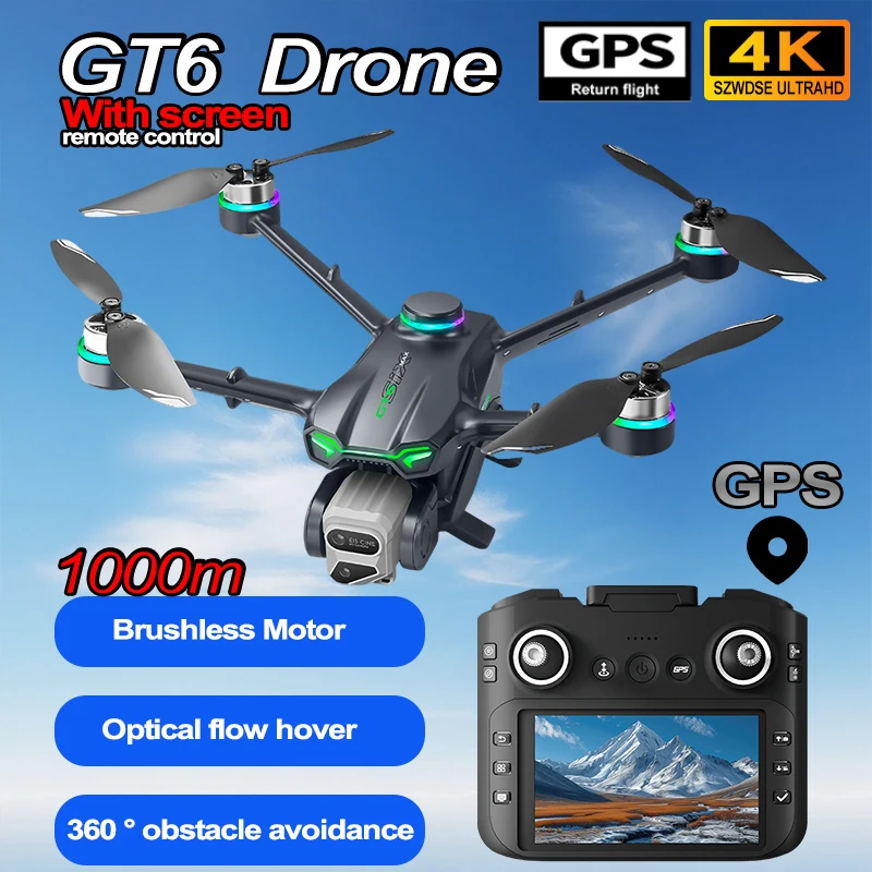 Drone Selfie de Buzunar GT6-Gri cu 5G GPS și Cameră HD