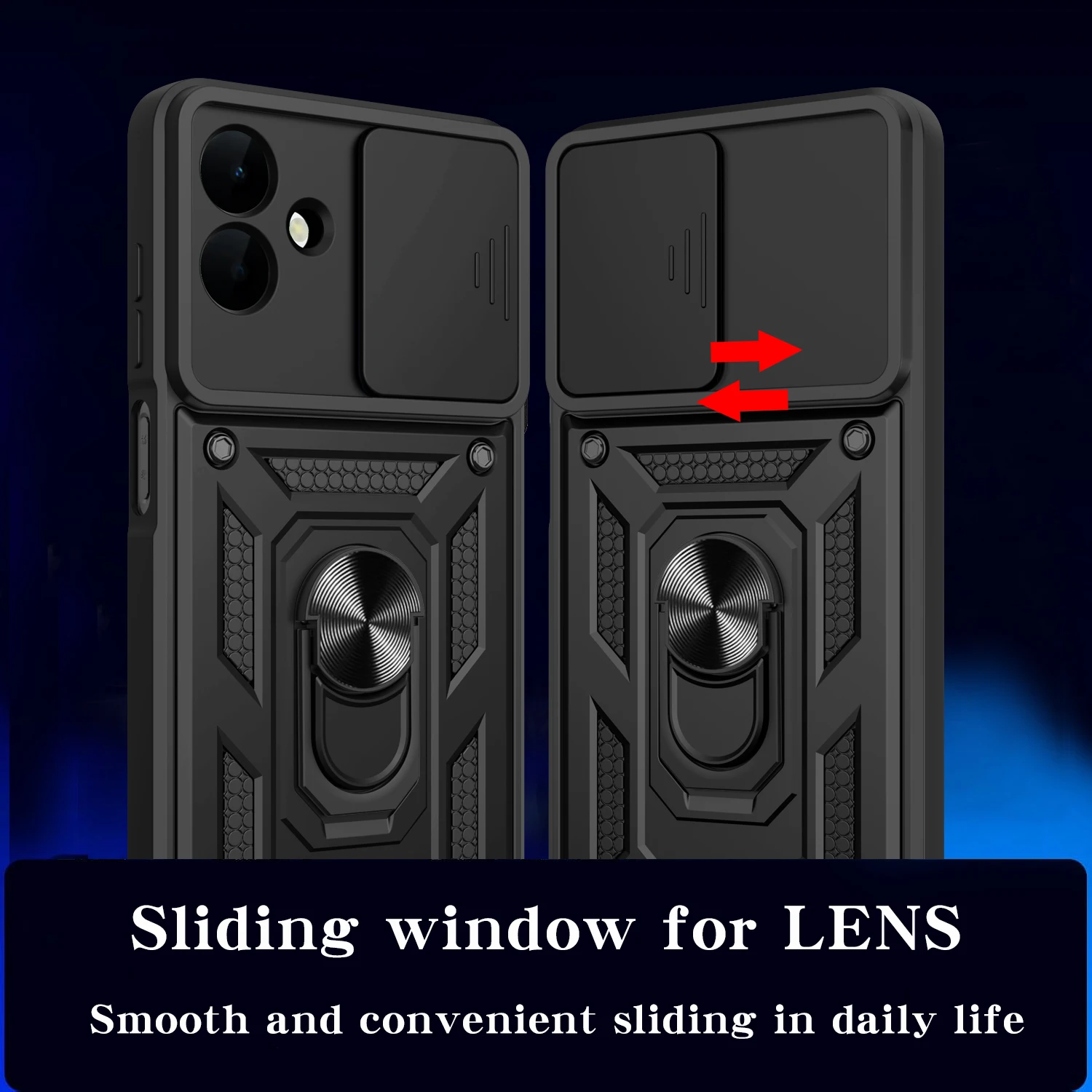 Armored Protective Phone Case with Magnetic Ring and Camera Protection