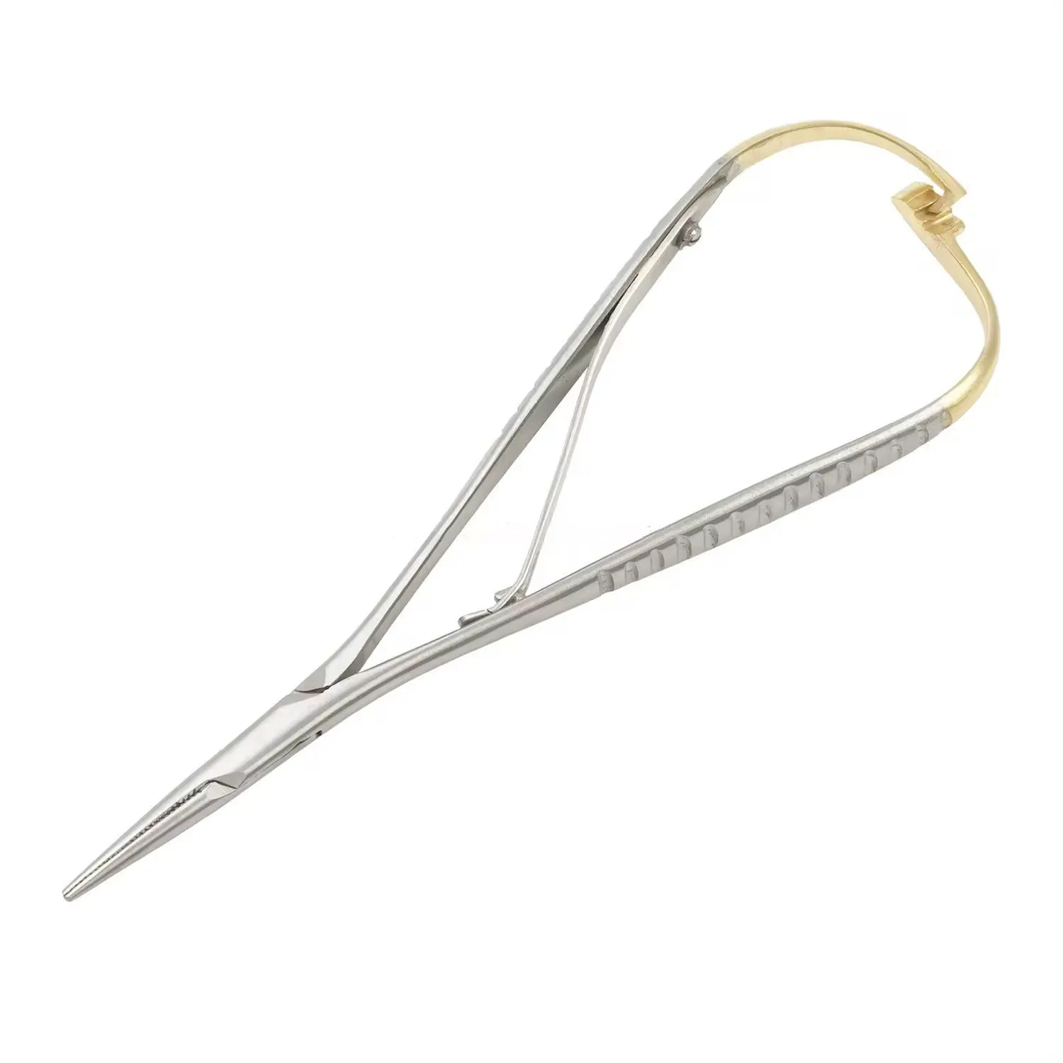 Pinça de aço inoxidável Dental Needle Holder, Alicate ortodôntico com Gold Handle, Instrumento de Ferramenta Cirúrgica Dental, 14cm, 1Pc