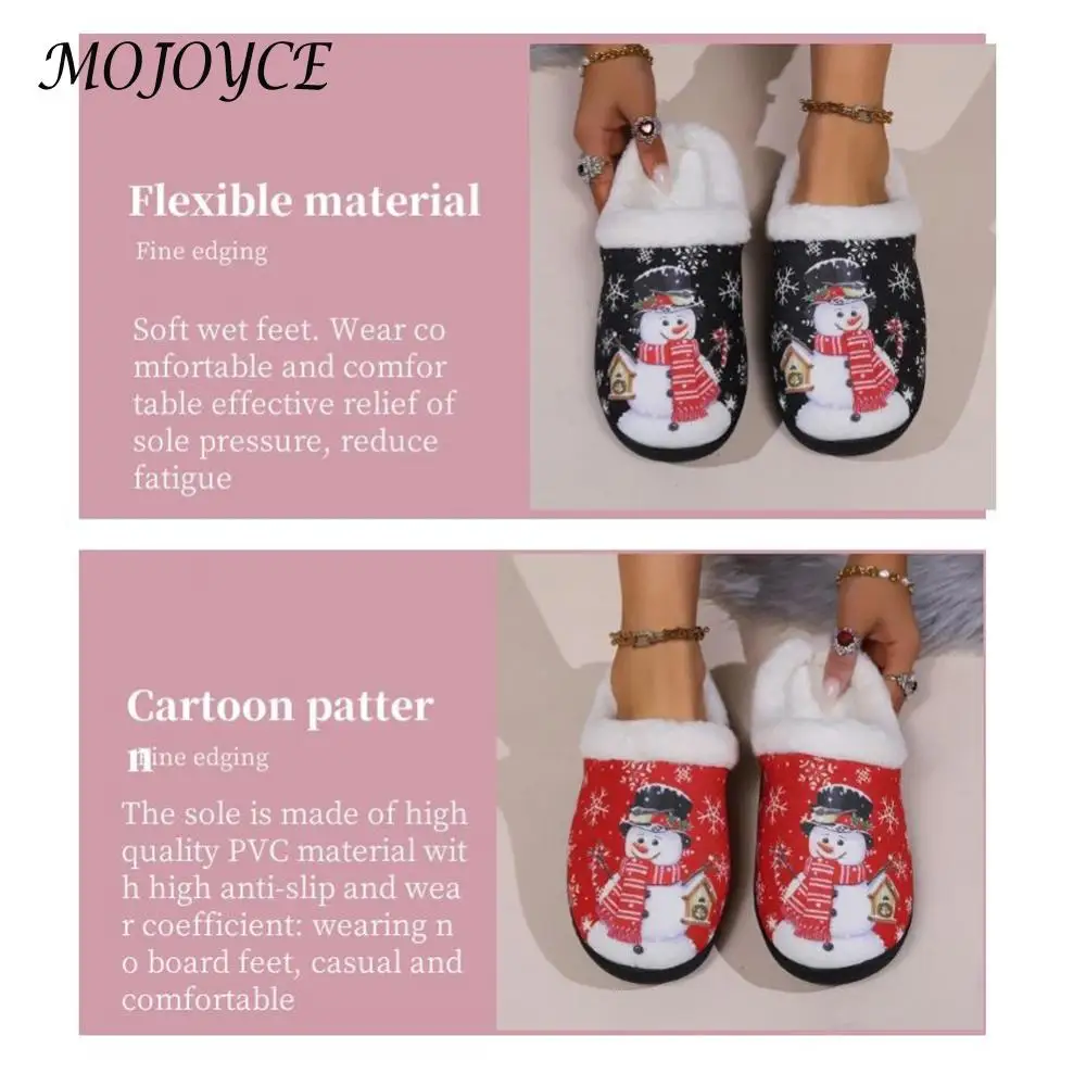 Christmas Snowman Slippers Flat Thermal Slippers Comfortable Fluffy Snowman Slippers Anti Slip Cute Furry Slippers for Men Women 5