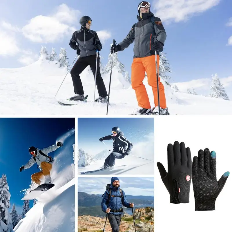Outdoor Cycling Gloves, Bicycles For Warmth And Anti Slip In Autumn And Winter Touchscreen Snow Gloves For Driving Hiking 6