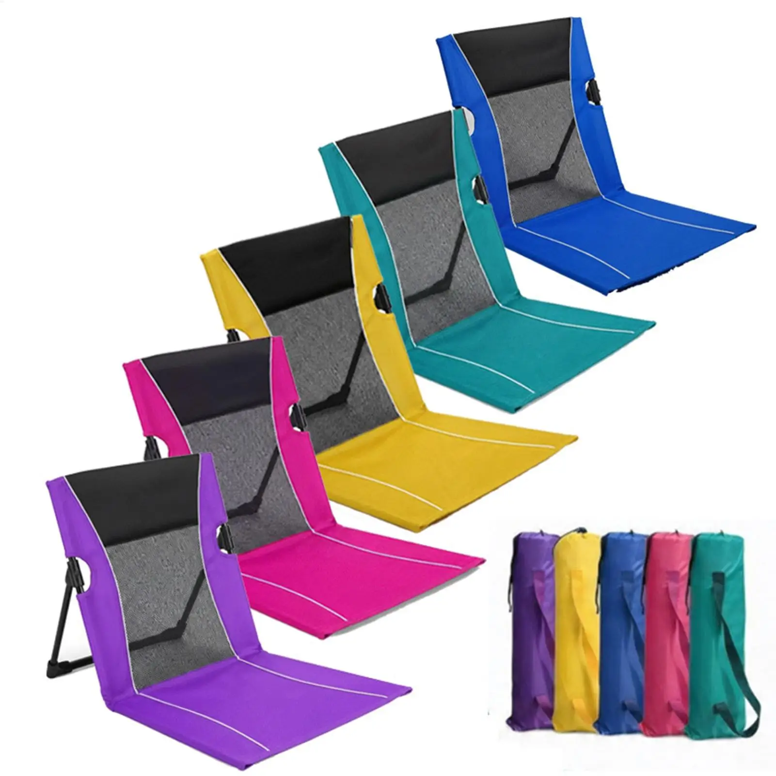 Chaise de plage pliable avec sac de transport, siège de piscine, transat de camping, pique-nique, concert, voyage, dossier portable, extérieur