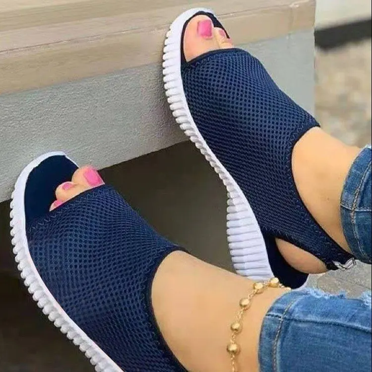 Dames Wasbare Slingback Orthopedische Slide Sport Sandalen Mesh Platform Stretch Sandalen Zachte Zool Peep Toe Casual Sport Dames Sandalen,Bruin,US10/EU42