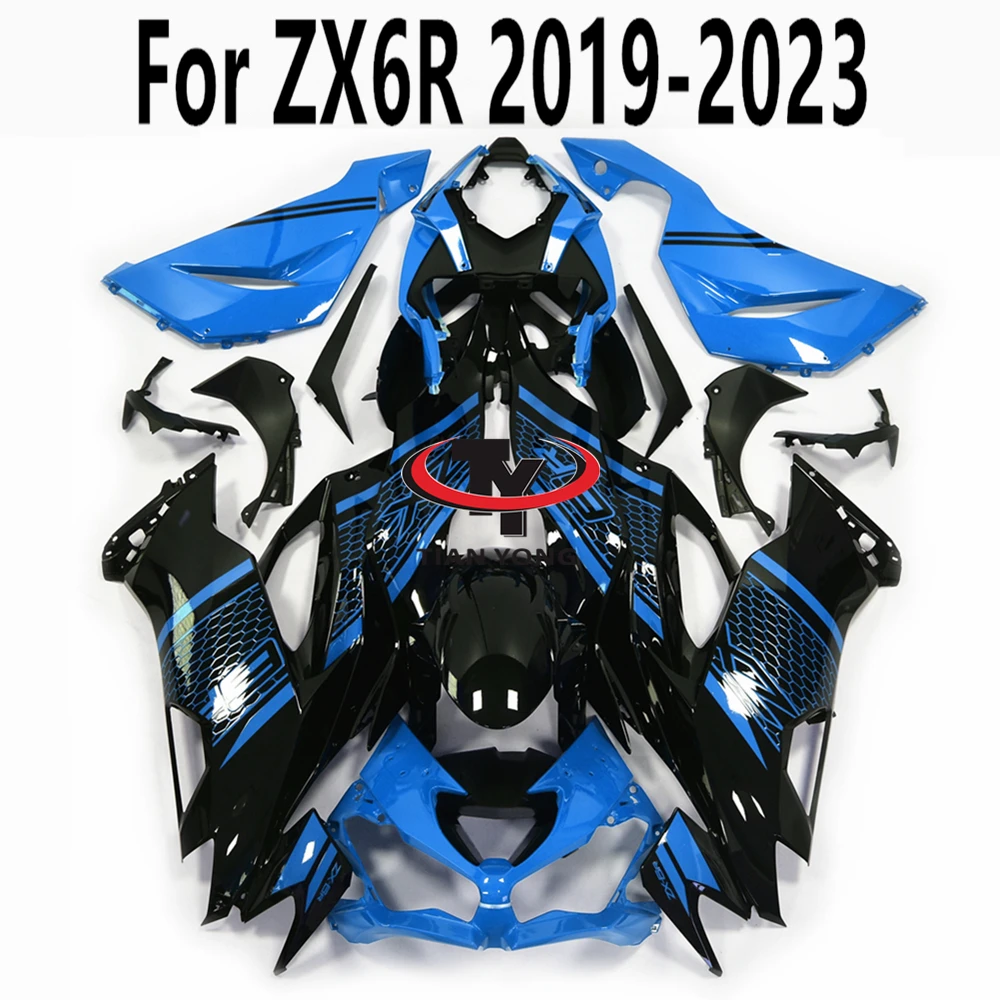 

Мотоцикл для ZX6R ZX 6R 2019 2020 2021 2022 2023 2024 полный комплект обтекателей кузов синий черный сетчатый принт капота инъекция