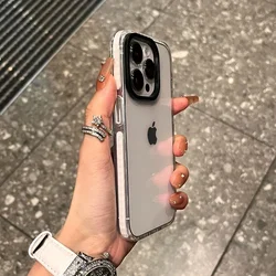 Luxury Transparent Airbag Shockproof Phone Case with Contrasting Bumper Design - iPhone 15 Pro (White)