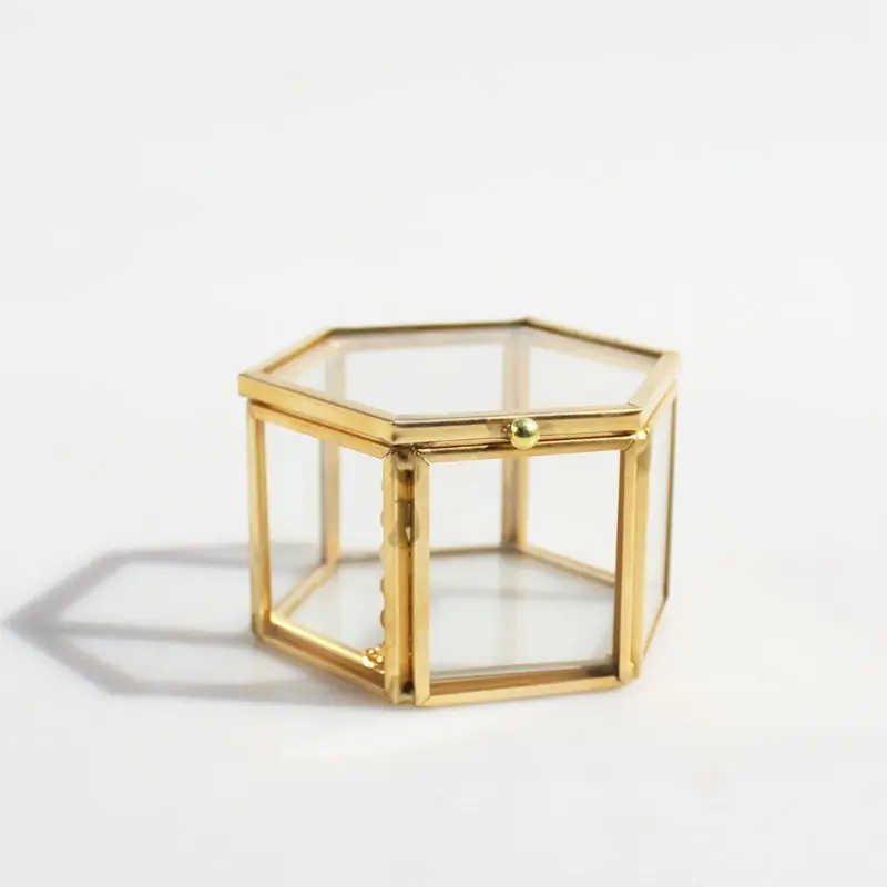 1PC Geometrical Clear Glass Jewelry Box Jewelry Organize Holder Ring Box Necklace Bracelets Earrings Jewelry Accessorie 4