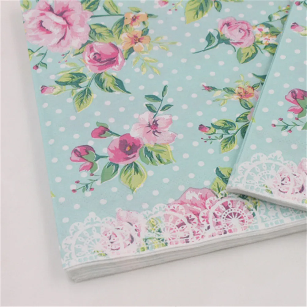 Color Printing Paper Napkins 20 Pcs Rose Wedding Party Table Decoration Disposable Tableware paper napkins tissue paper decoration