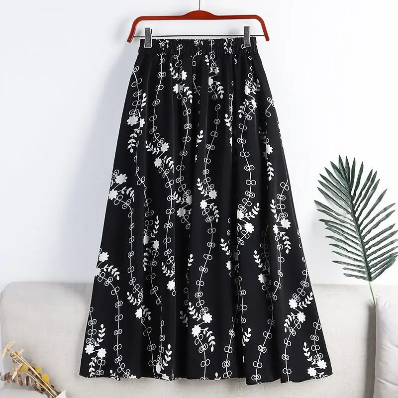 

Printed Chiffon Skirt Women's 2024 Summer New Korean Version Of The Fashion High-waisted Large Swing Mid-length A-line Skirt