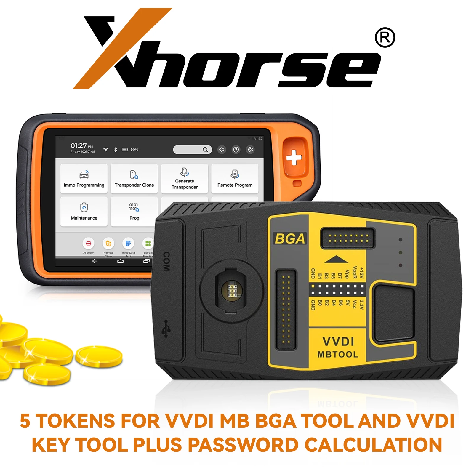 Xhorse 5 jetons pour outil VVDI MB BGA/outil clé VVDI Plus calcul par mot de passe Pad (veillez uniquement sans dispositif)