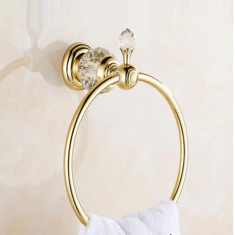 Bathroom towel holder Luxury crystal towel holder chrome towel ring round wall mounted rack bar holder classic bathroom accessories
