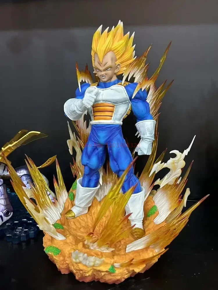 

37cm Dragon Ball Cs Vegeta Anime Figures Gk Goku Demonize Super Saiyan Statues Around Anime Scenes Pvc Model Ornament Toy Gifts