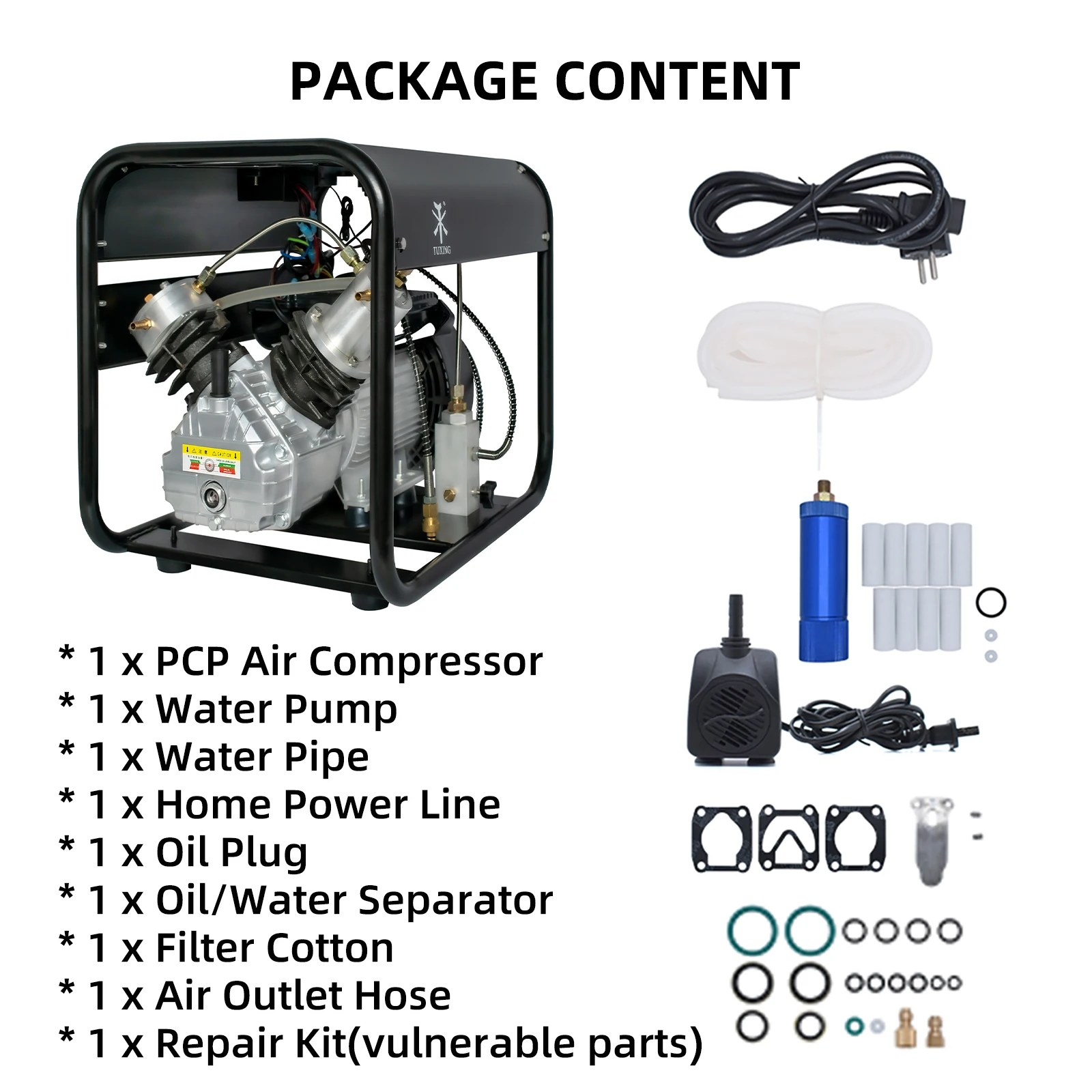TONYSA Compressore d'aria portatile ad alta pressione con display a LED