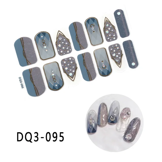 Korean Fashion Colorful 3D Glitter Sequins Nail Art Stickers Manicure DIY Nail Strips Wraps Solid Color DQ3-095