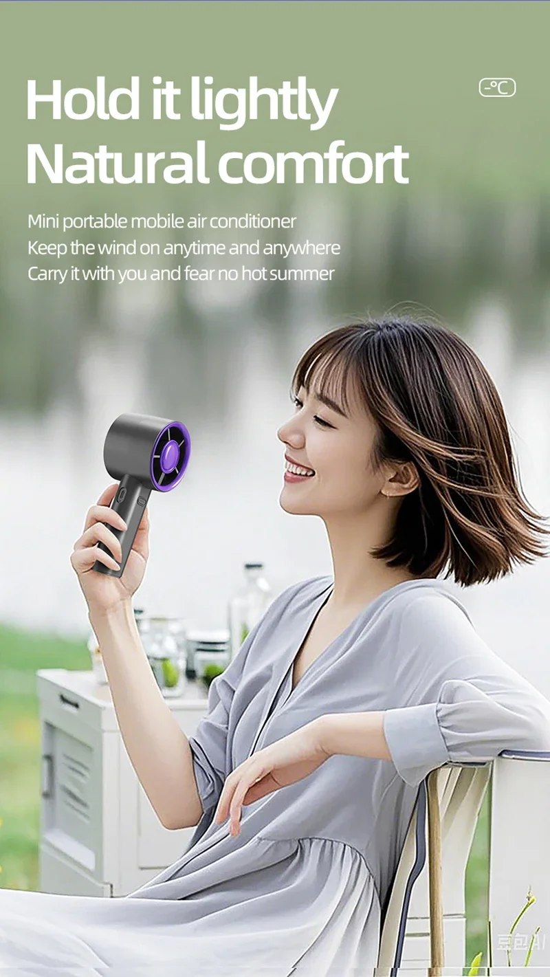 Description Picture 4 of itemSilent High-Speed Air Cooling USB Mini Handheld Fan Strong Breeze Fast Charging Portable Fan Personal For Travel Outdoor 2025