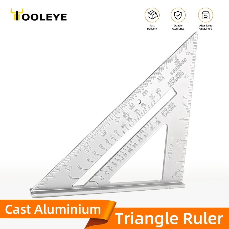 7 Inch Aluminium Alloy Triangular Ruler Woodworking Set Square Measuring Tools Carpentry Gauges Angle Protractor Triangle Ruler Woodworking angle ruler