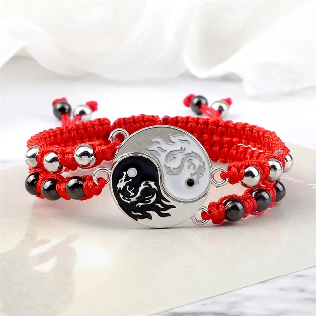Bracelet tressé Dragon Tai Chi Gossip pour femmes et hommes, meilleurs amis, réglable, Yin Yang, bijoux de Couple à la mode, 2 pièces/ensemble