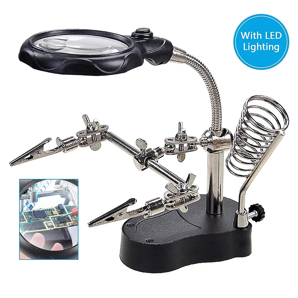 New Hand Clip Clamp LED Magnifying Glass Soldering Iron Stand Magnifier Welding Rework Repair Holder Tools DIY Auxiliary Clamp