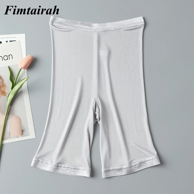 Fimtairah NaturalMulberry silk four-point pants leggings plus briefs-free silk safety pants panties Lace culottes