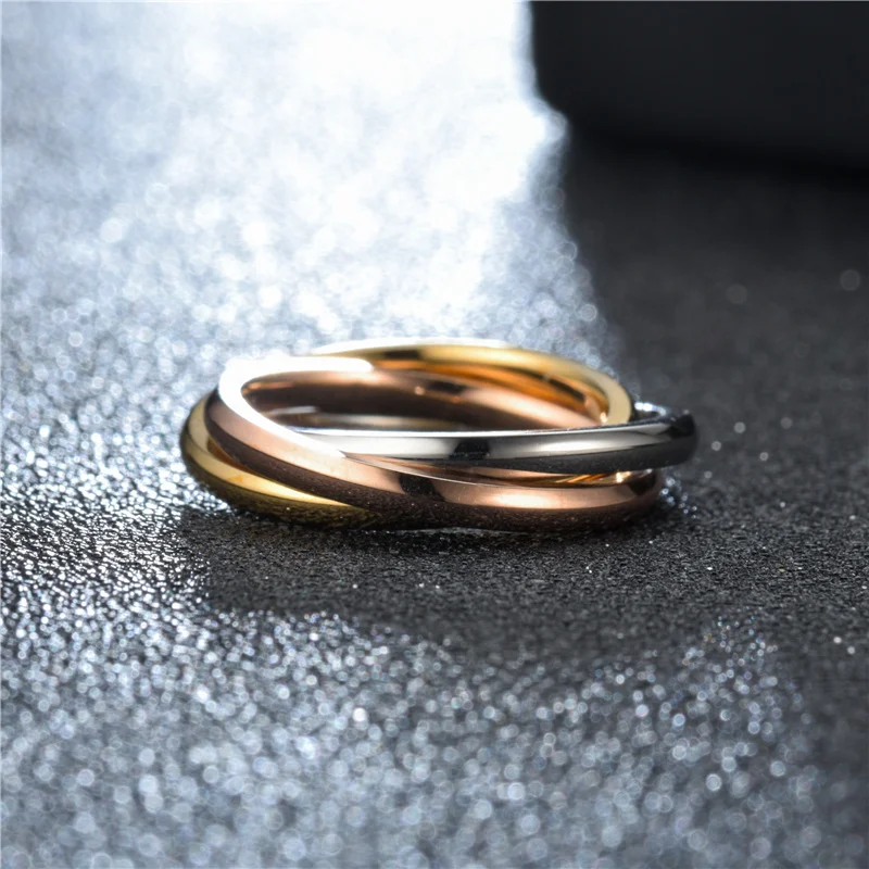 Classic Triple Ring Interlocked Rings for Couples Wedding Jewelry Fashion Three In One Sets Stainless Steel Ring Wedding Rings Couple Rings Stainless Steel Rings