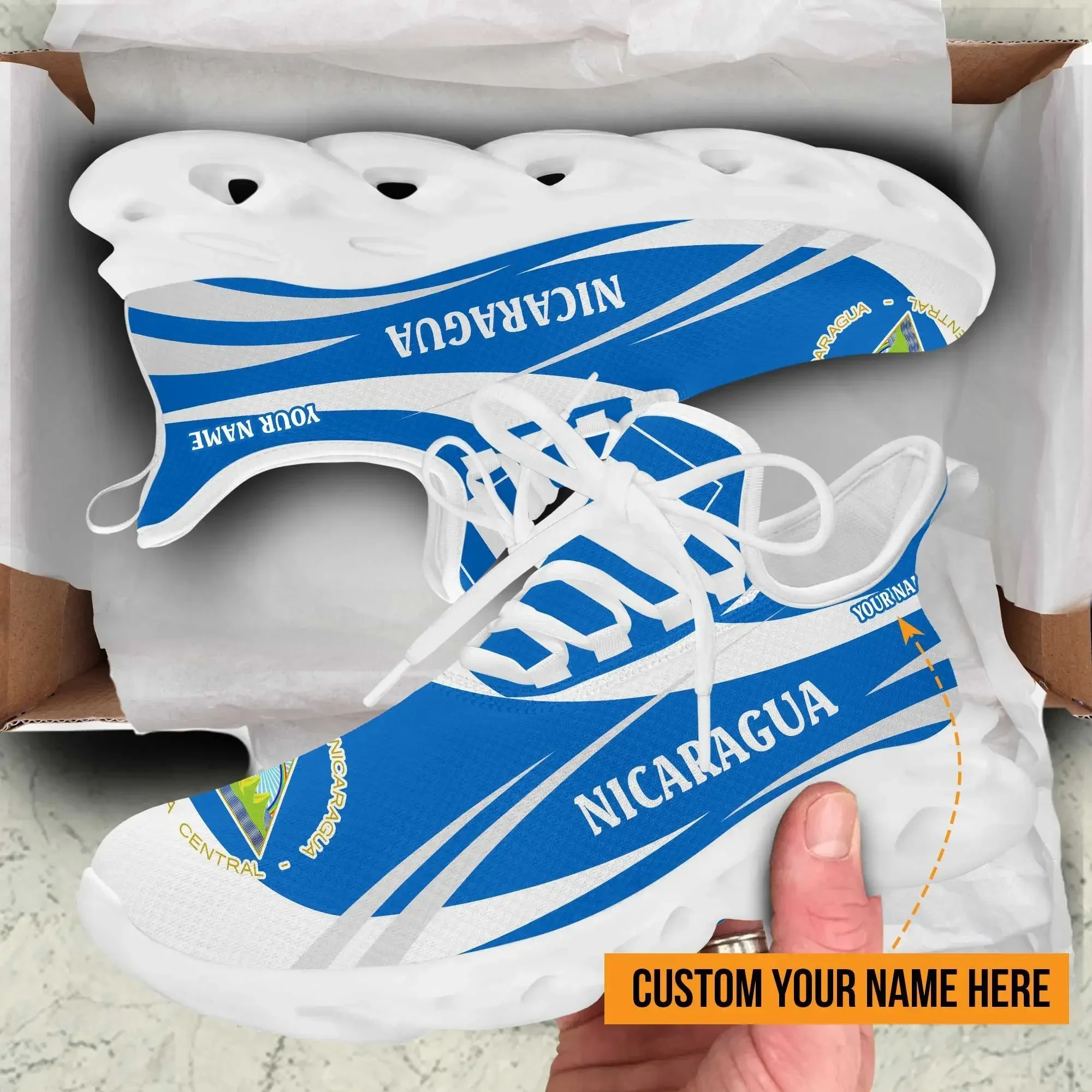 Casual Comfort Soft Sole Men's Shoes Outdoor Nicaragua Flag Print Flat Vulcanized Shoes Classic Breathable Sneakers Footwear